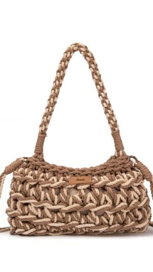 Bolso Bowling De Cuerda Trenzada Bicolor