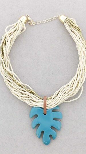 Collar Multi Hoja Resina Turquesa