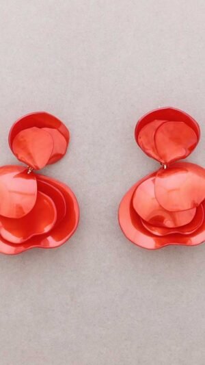Pendientes Petalo Resina Rojo