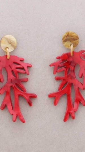 Pendientes Coral Resina Rojo