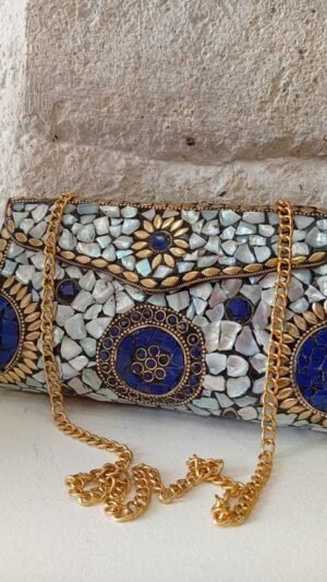 Bolso Piedras Nacar y Azul