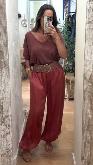Pantalon Bombacho de Saten Brick
