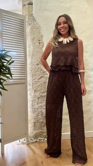 Pantalon Ancho De Encaje