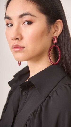 Pendientes Ovalados Burgundy