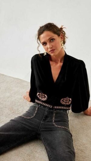 PAntalon Denim Bolsillos Bordados