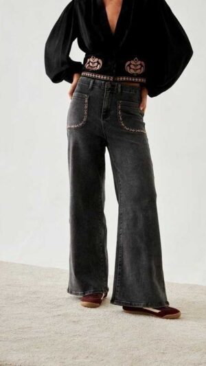 PAntalon Denim Bolsillos Bordados