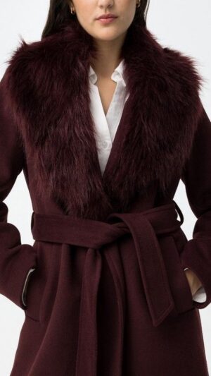 Abrigo Granate De Pelo Sintetico