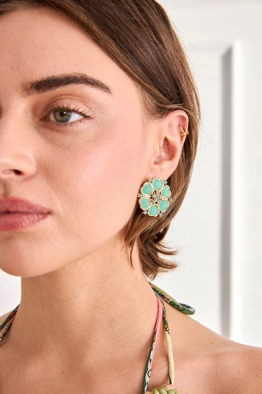 Pendiente Flor Turquesa