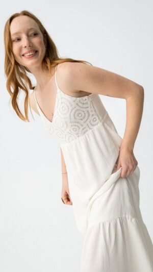 Vestido Largo Blanco Border