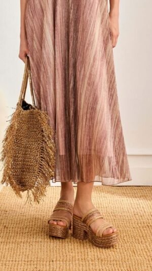 Sandalia Rafia Tacon Plataforma