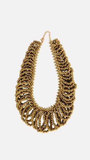 Gargantilla Cuentas Maderas Doradas