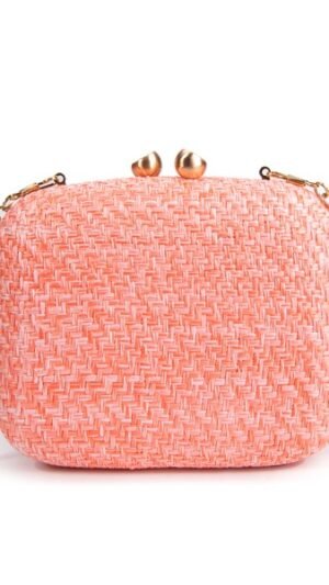 Bolso De Mano Rafia Coral
