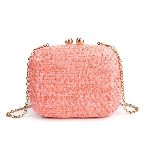 Bolso De Mano Rafia Coral