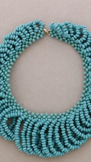 Gargantilla Cuentas Maderas Turquesa