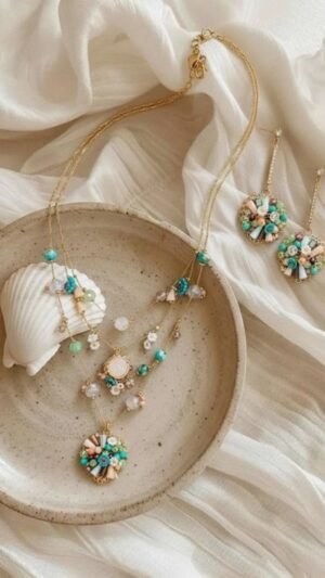 Collar Cascada Piedrecitas y Cristales