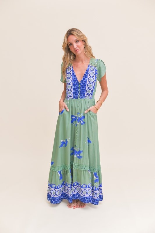 Blue Bird Carmen Maxi Dress