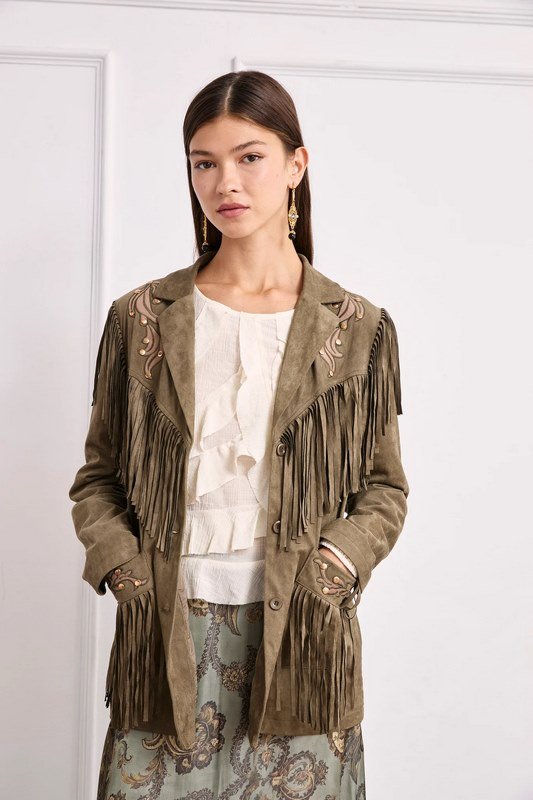 Chaqueta Antelina Con Flecos y Apliques - Imagen 3