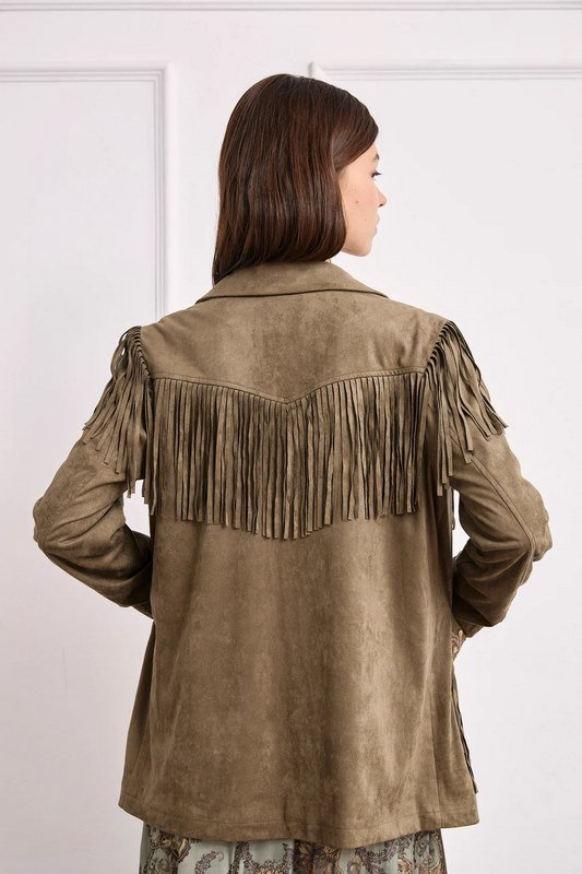 Chaqueta Antelina Con Flecos y Apliques - Imagen 5