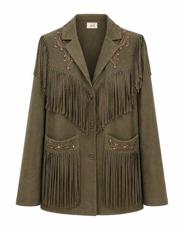 Chaqueta Antelina Con Flecos y Apliques - Imagen 2