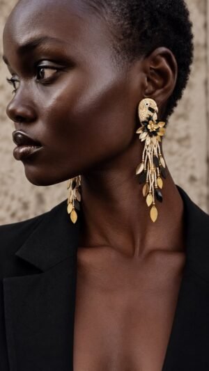 Pendientes Tropical Black White