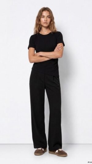 Pantalon Ancho Pinzas Black